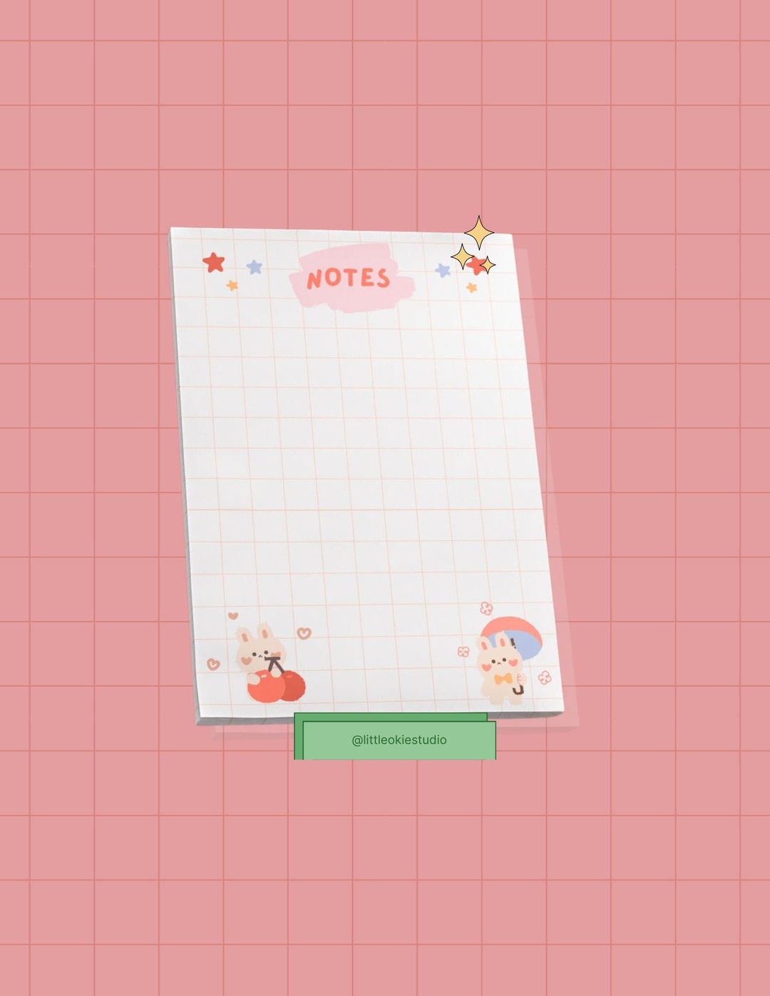 Cute Bunny Grid Post-it Note Pads, 4x6 Notepad, Cute Notepad for School ...