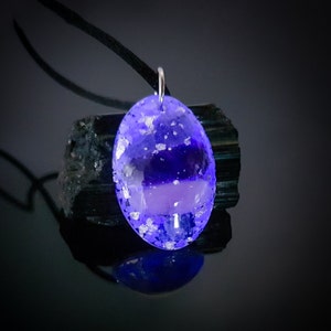 Glow In The Dark Crystal Pendant: Raw Iolite, Amethyst, Rose Quartz, Rainbow Moonstone