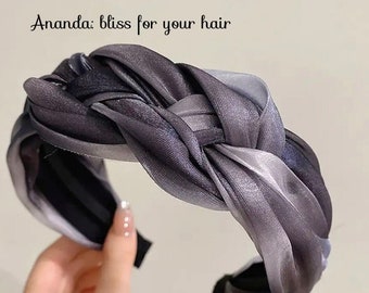 Fabric shiny satin twisted headband, knot classic padded headband, retro vintage headband for women