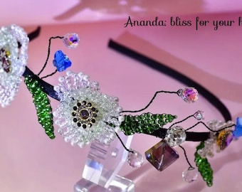 Intricate Embellishments Flower Gems & Crystals Headband - Etsy