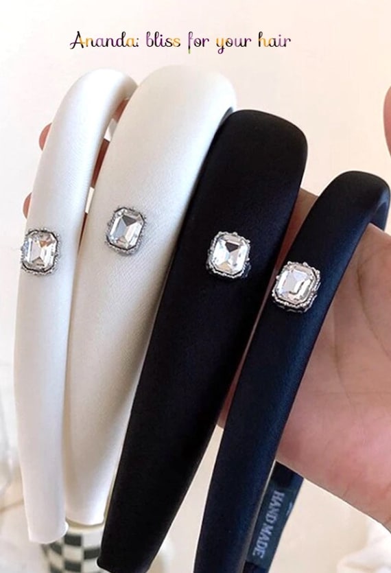 Satin Rhinestone Headband, Embellished Gem, Occasion Hair  display picture 2