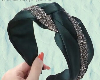 Gem Satin Twisted Headband, Retro Turban Knot Style
