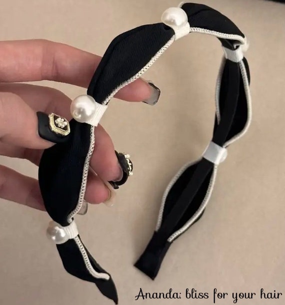 Embellished Pearl Gems Retro Chic Headband, Soft Fabric  display picture 2