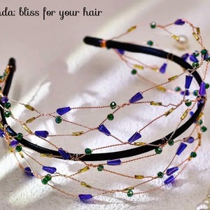 Luxury embellished crystal gem headband, decor hanging stones