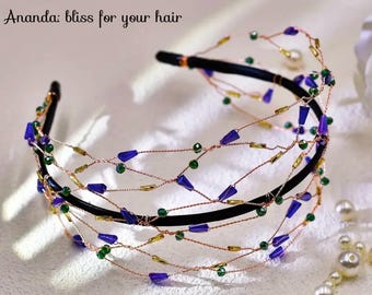 Luxury embellished crystal gem headband, decor hanging stones