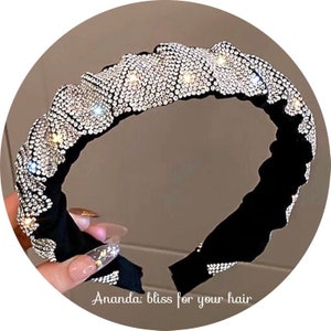 Vintage retro rhinestones embellished headband, shiny stones headband for woman, occasion hair piece