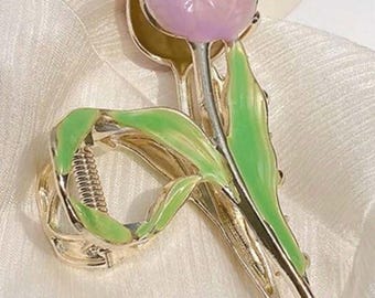 Elegante Tulpenblüte Design Haarkralle, Boho Haarschmuck für Damen