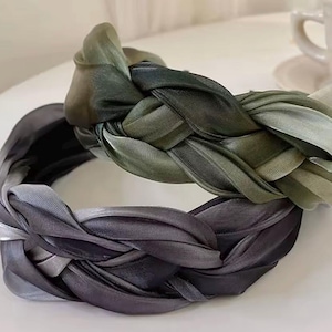 Fabric shiny satin twisted headband, knot classic padded headband, retro vintage headband for women