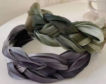 Satin Organza Twist Knoten Stirnband, geflochtenes Retro Vintage Stirnband