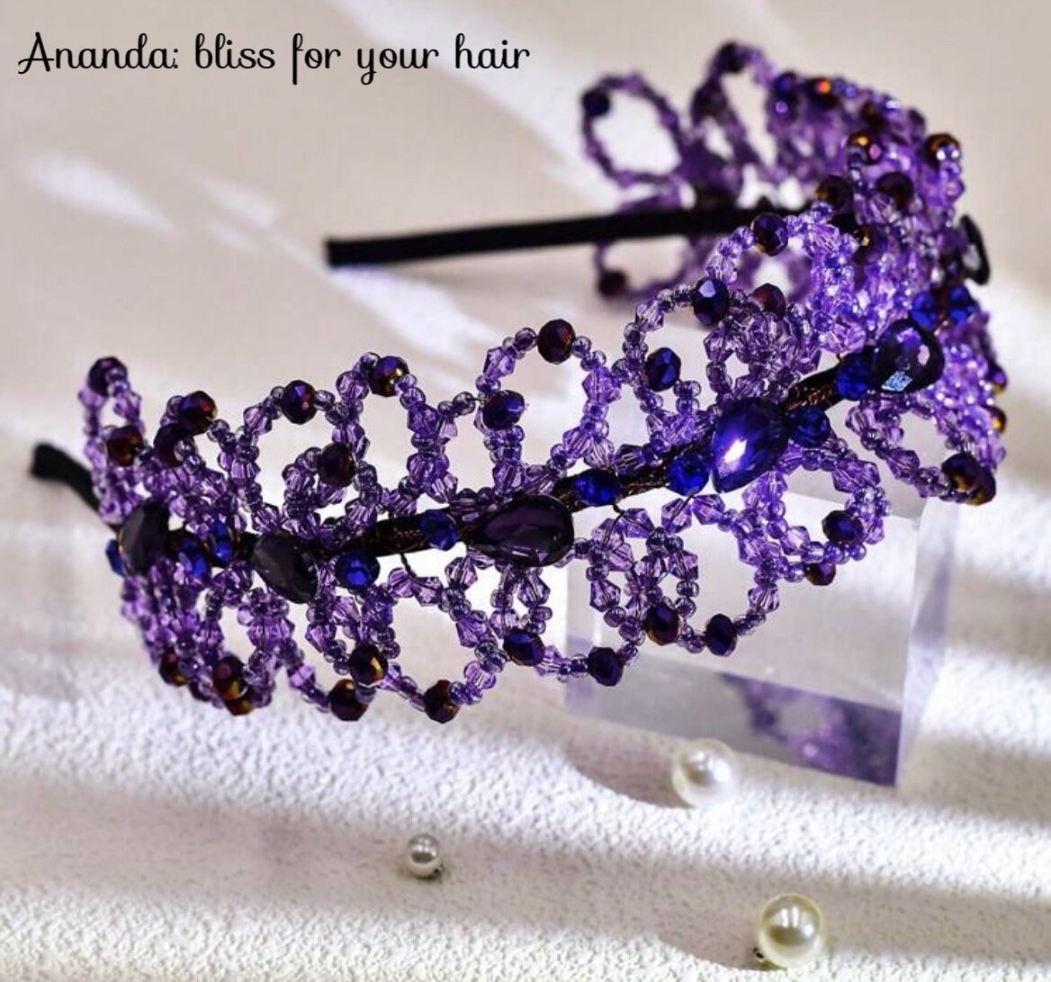 Intricate Purple Gems & Stones Decorated Wedding Headband  display picture 3
