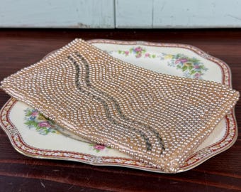 Vintage Faux Pearl Beaded Clutch Purse | Elegant Evening Bag | Wedding Bridal Accessory | Champagne Pearl Handbag