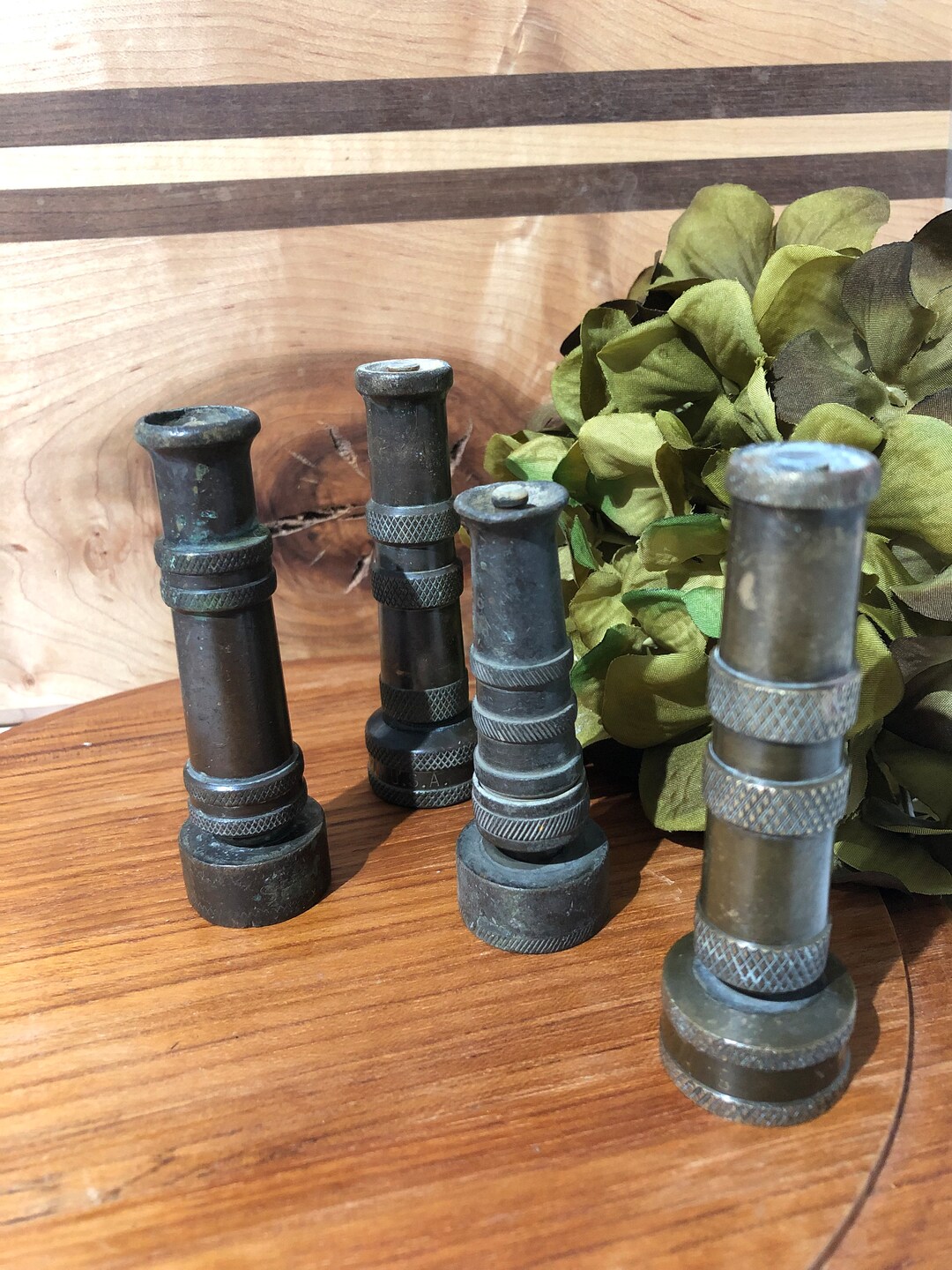 Vintage Brass Garden Hose Nozzles. Set of 4. Fire Hose Style. Etsy