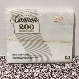 May include: White Cannon 200 thread count luxury percale full flat top sheet, 60% Pima cotton and 40% polyester blend, fits a 54x76 inch mattress, 81x96 inch finished size. No iron.
