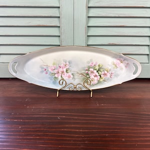 Vintage Limoges Celery Dish: Hand-Painted Victorian Porcelain Serving Piece