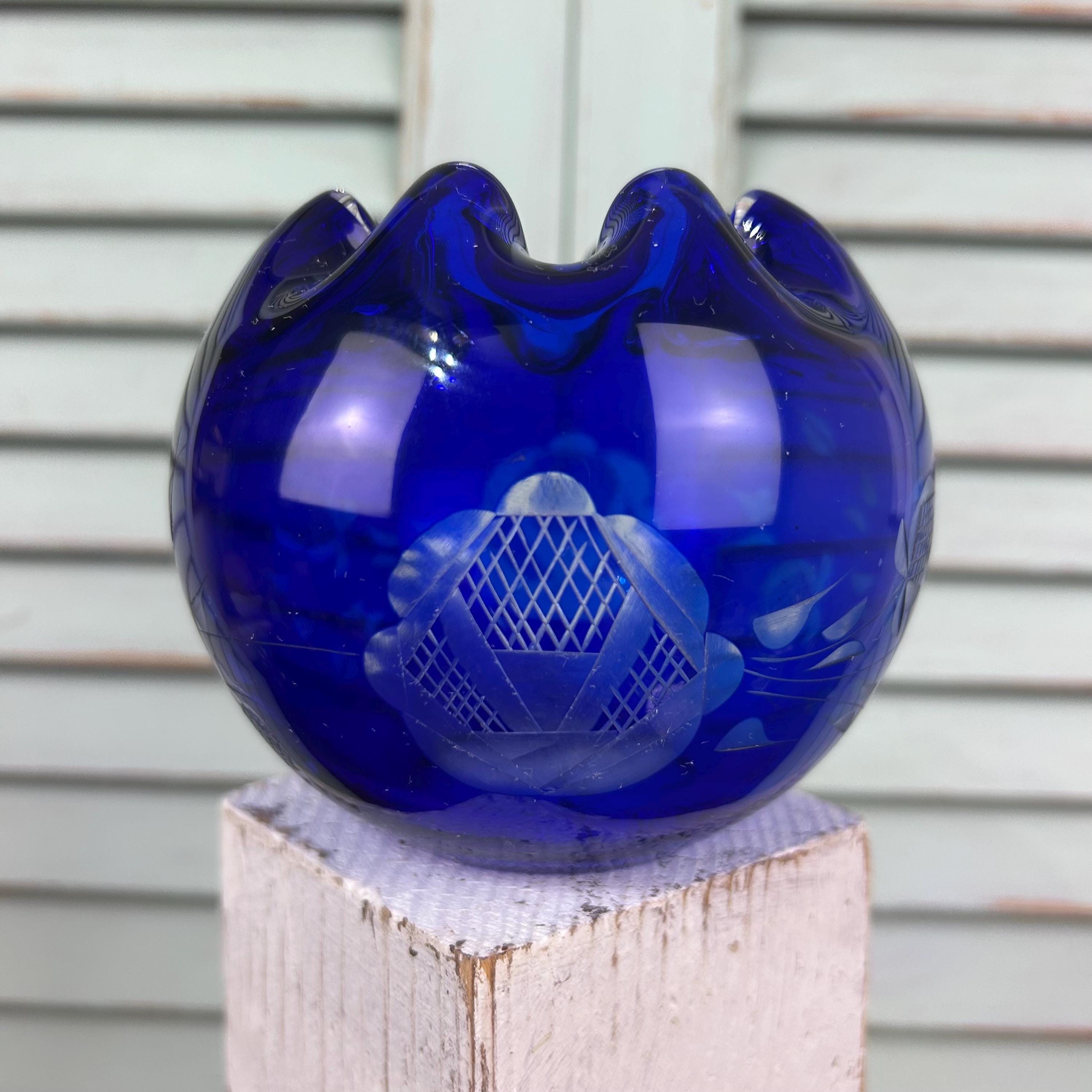 Cobalt Blue Cut to Clear Bowls - Etsy