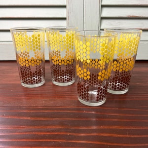 Red White Kitchen Drinking Glasses Vintage 50s 60s Tall 