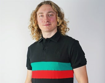 Handmade Organic Cotton Polo Shirt - Retro Cycling Style