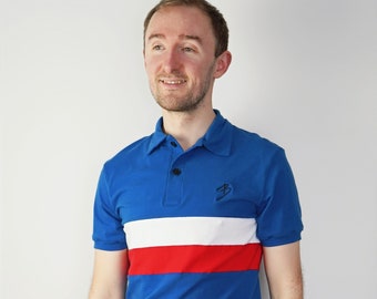 Handmade Organic Cotton Polo Shirt - Retro Cycling Style