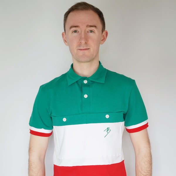 Handmade Organic Polo Jersey - Sportswear Top Cycling Golf Tennis Badminton Gym Football Soccer Italy - Soft Breathable T-Shirt Retro Eco