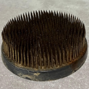 Vintage Massive Heavy Duty  Metal Pin Spike Flower Frog.