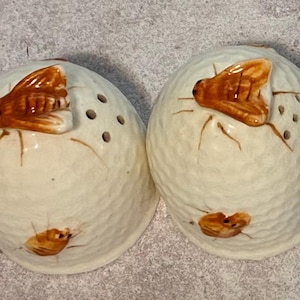 Vintage Ceramic Bee and Bee Hive Salt & Pepper Shakers.