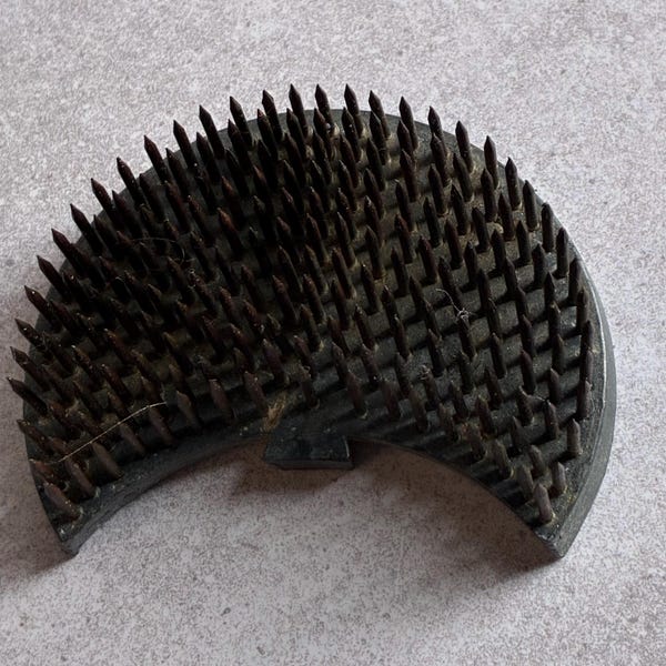 Vintage Crescent Moon Shape Metal Pin Flower Frog.