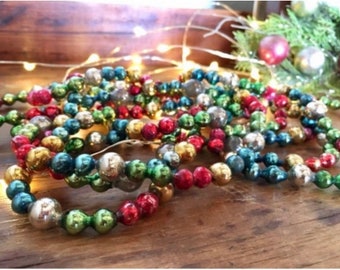 Vintage Mercury Glass Bead Garland: Ft Traditional Christmas