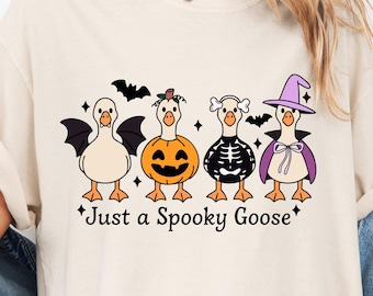 Comfort Colors® Just a Spooky Goose Halloween Shirt, Funny Halloween Goose Shirt, Goose in Halloween Shirt, Cute Horror Shirt, Spooky Goose
