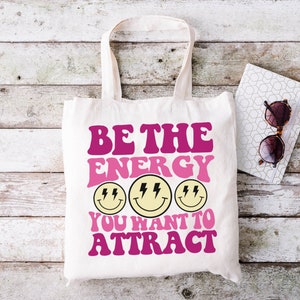 Be The Energy tote bag | retro tote bag | self love aesthetic bag | canvas tote bag | shopping bag cute | Aesthetic tote bag | vintage bag
