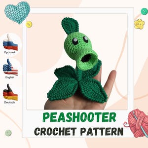 Peashooter Amigurumi Crochet PDF Pattern – Game-Inspired Design, Gamer Gift, Instant Digital Download