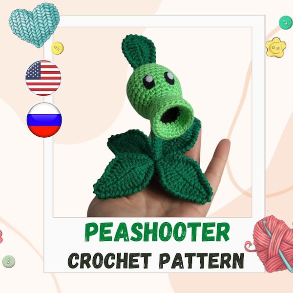 Crochet Pattern PDF Download Peashooter  Plants vs Zombies Toy Knitting Patterns Crochet Top Patterns Knitted Toy Patterns