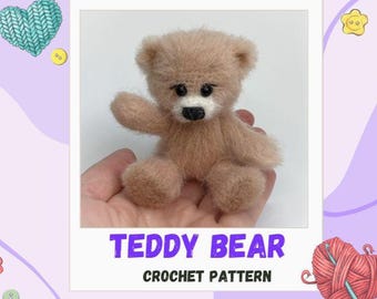 Amigurumi Teddy Bear Crochet Pattern, Stuffed Bear Tutorial (PDF)