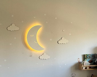 Moon Lamp, Baby Room Lamp, Nursery Lighting, Moon Night Light, Nursery Decor, Baby Wall Lamp, Nursery Wall Art, Moon Wall Decor, Baby Gift