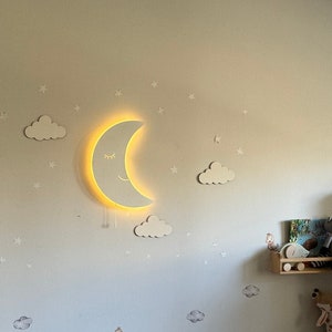Mond Lampe, Baby Zimmer Lampe, Kinderzimmer Beleuchtung, Mond Nachtlicht, Kinderzimmer Dekor, Baby Wandlampe, Kinderzimmer Wandkunst, Mond-Wand-Dekor, Baby Geschenk