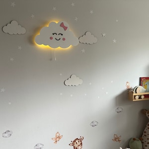 Cute Cloud Night Light Set, Cloud Lamp, Baby Room Decor, Cloud Nursery Wall Art, Nursery Decor, Kids Wall Lamp, Custom Baby Gift for Kids