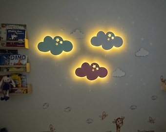 Cloud Night Light Set, Baby Room Lamp, Nursery Lighting, Nursery Decor, Cloud Lamp, Nursery Wall Art, Kids Wall Lamp, Custom Baby Gift
