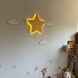 Star Lamp, Baby Room Decor, Night Light, Nursery Lighting, Star Wall Light, Nursery Decor, Kids Wall Lamp, Star Wall Decor, Custom Baby Gift