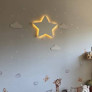 Luce notturna a forma di stella, lampada per la cameretta dei bambini, illuminazione per la cameretta dei bambini a forma di stella, luce da parete a forma di stella, decorazioni per la cameretta dei bambini, lampada da parete per bambini, decorazioni da parete a forma di stella, decorazioni da parete per la cameretta dei bambini