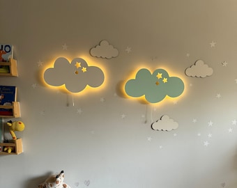 Baby Room Light, Cloud Night Light, Nursery Wall Art, Cloud Nursery Decor, Kids Wall Lamp, Personalized Baby Gift, Nursery Name Sign