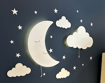 Wolke Licht, Baby Nachtlicht, Mond Lampe, Kinderzimmer Wand Dekor, Mond Licht, Kinder Geschenk, Kinderzimmer Dekor Mädchen, personalisiertes Geschenk, Mond Wand Licht