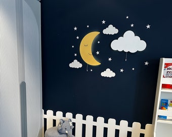 Baby Night Light Set, Cloud Light, Kids Wall Decor, Moon Lamp, Baby Lamp, Nursery Decor, Nursery Wall Lights, Cloud Wall Lamp, Baby Gift