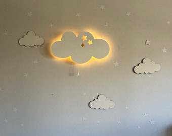 Cloud Lamp Set, Baby Room Decor, Nursery Night Light, Cloud Wall Lamp, Baby Lamp, Cloud Nursery Wall Art, Kids Wall Lamp, Custom Baby Gift