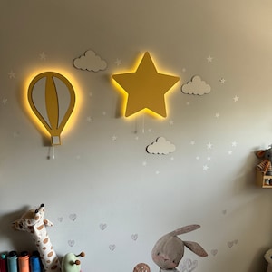 Hot Air Balloon Lamp and Star Lamp Set, Baby Room Lamp, Nursery Lighting, Star Light, Night Light, Balloon Lamp, Nursery Decor, Kids Lamp
