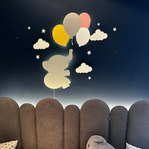 Nursery Night Light Set, Baby Room Lamp, Cloud Lamp, Kids Wall Decor, Elephant Lamp, Baby Wall Light, Nursery Lamp, Custom Baby Gift