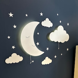 Wolke Licht, Baby Nachtlicht, Mond Lampe, Kinderzimmer Wand Dekor, Mond Licht, Kinder Geschenk, Kinderzimmer Dekor Mädchen, personalisiertes Geschenk, Mond Wand Licht