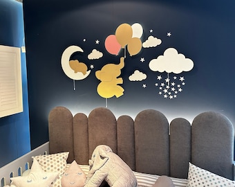 4er Set Kinderzimmer Beleuchtung, Baby Zimmer Dekor, Elefant Ballons, Wolke Licht, Baby Zimmer Lampe, Kinder Wandleuchte, Kinderzimmer Dekor, Baby Wandleuchte