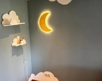 Lampada lunare, luce lunare, lampada per cameretta neonati, decorazione per cameretta dei bambini a forma di luna, luce notturna per cameretta dei bambini, lampada da parete per neonati, luce da parete per cameretta dei bambini, arte murale a forma di luna, regalo per neonati