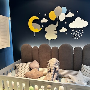 Set of 4 Baby Lamp, Cloud Lamp, Baby Room Decor, Nursery Night Light, Nursery Lamp, Baby Wall Lamp, Elephant Balloon, Elephant Nursery Decor