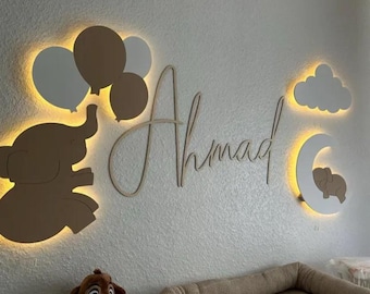 Baby Nachtlicht Set, Baby Lampe, Elefant Kinderzimmer Dekor, Wolken Lampe, Nachtlicht für Kinderzimmer, Elefant Nachtlicht, Wolke Lampe, Mond Lampe