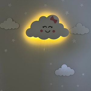 Cute Cloud Lamp Set, Cloud Night Light, Baby Room Decor, Cloud Nursery Wall Art, Nursery Decor, Kids Wall Lamp, Custom Baby Gift for Kids